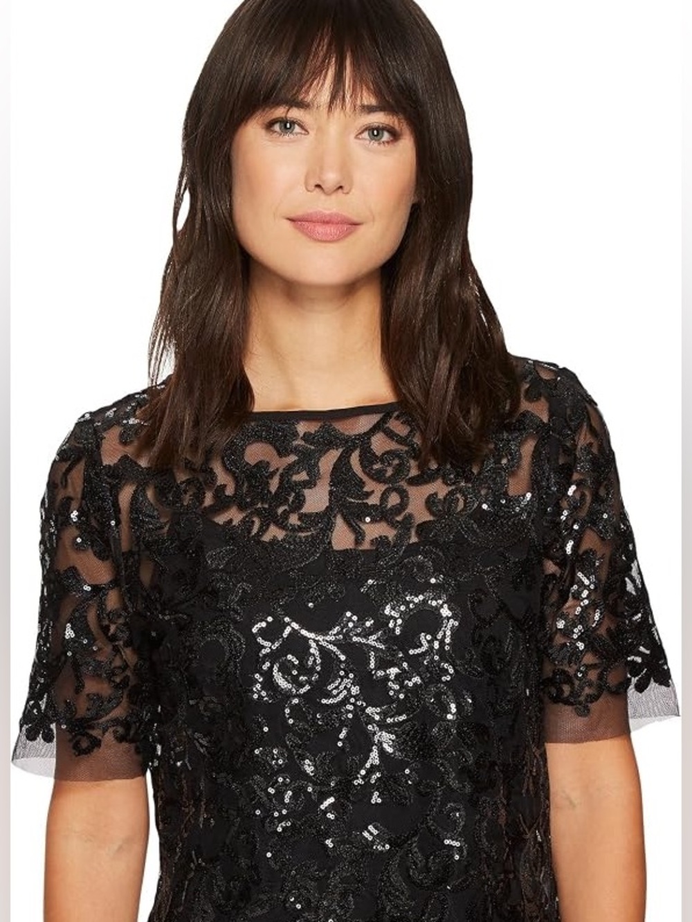 NWT Karen Kane Black Sequin Lace Party Top